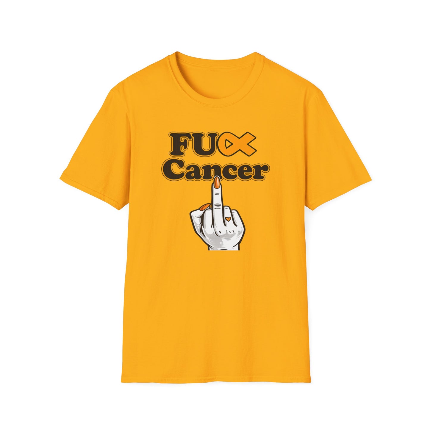 F CANCER - ORANGE RIBBON - Unisex Soft Style T-Shirt