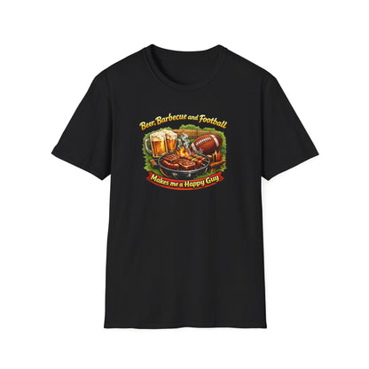 Beer Barbecue and Football-Make me a Happy Guy - Unisex Soft Style T-Shirt