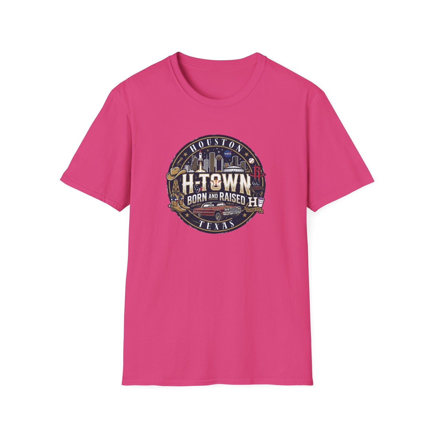 HOUSTON TEXAS-BORN AND RAISED - Unisex Soft Style T-Shirt