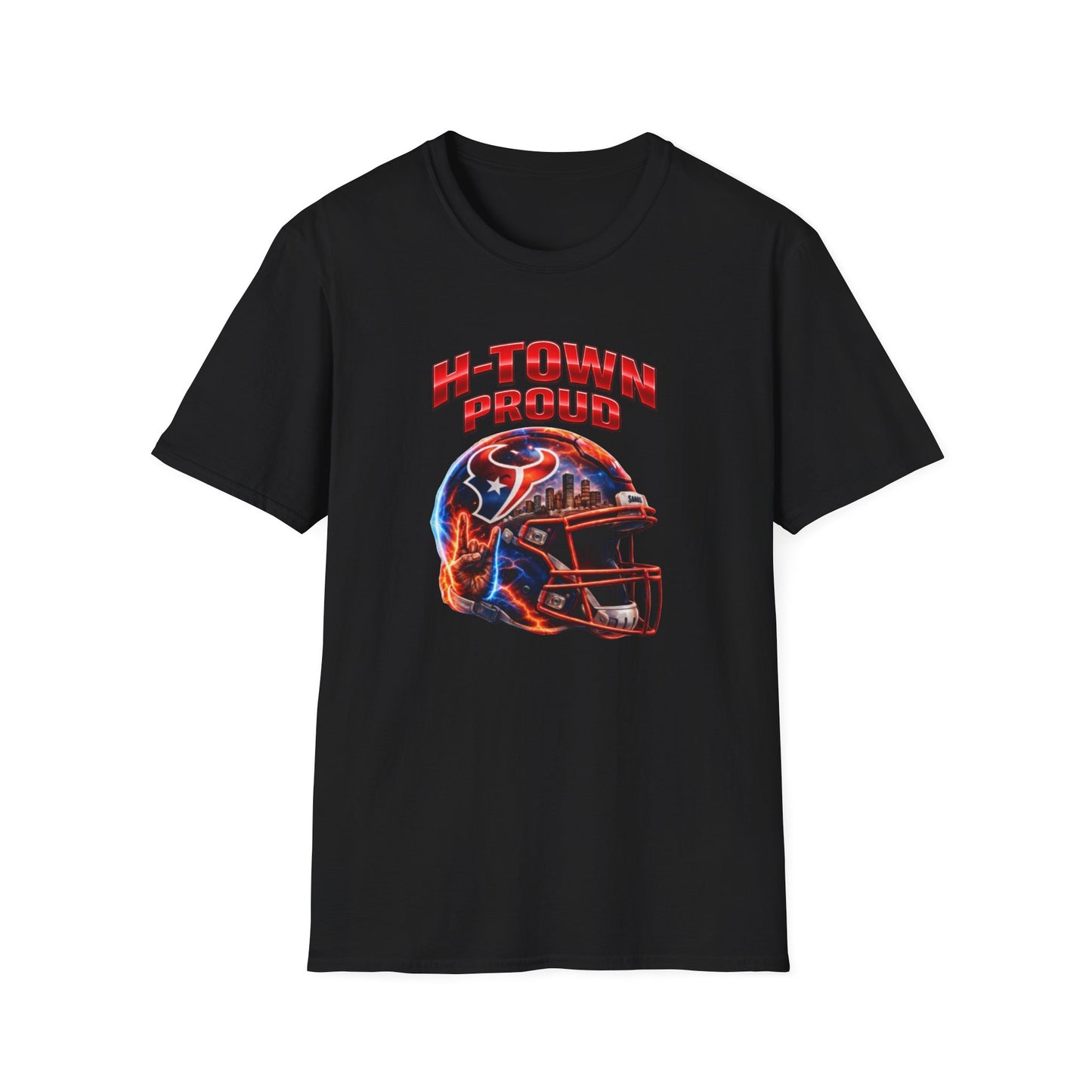 TEXANS INSPIRED HELMET - H-TOWN PROUD - Unisex Soft Style T-Shirt