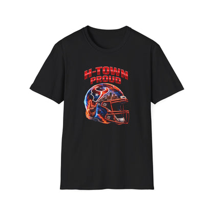 TEXANS INSPIRED HELMET - H-TOWN PROUD - Unisex Soft Style T-Shirt