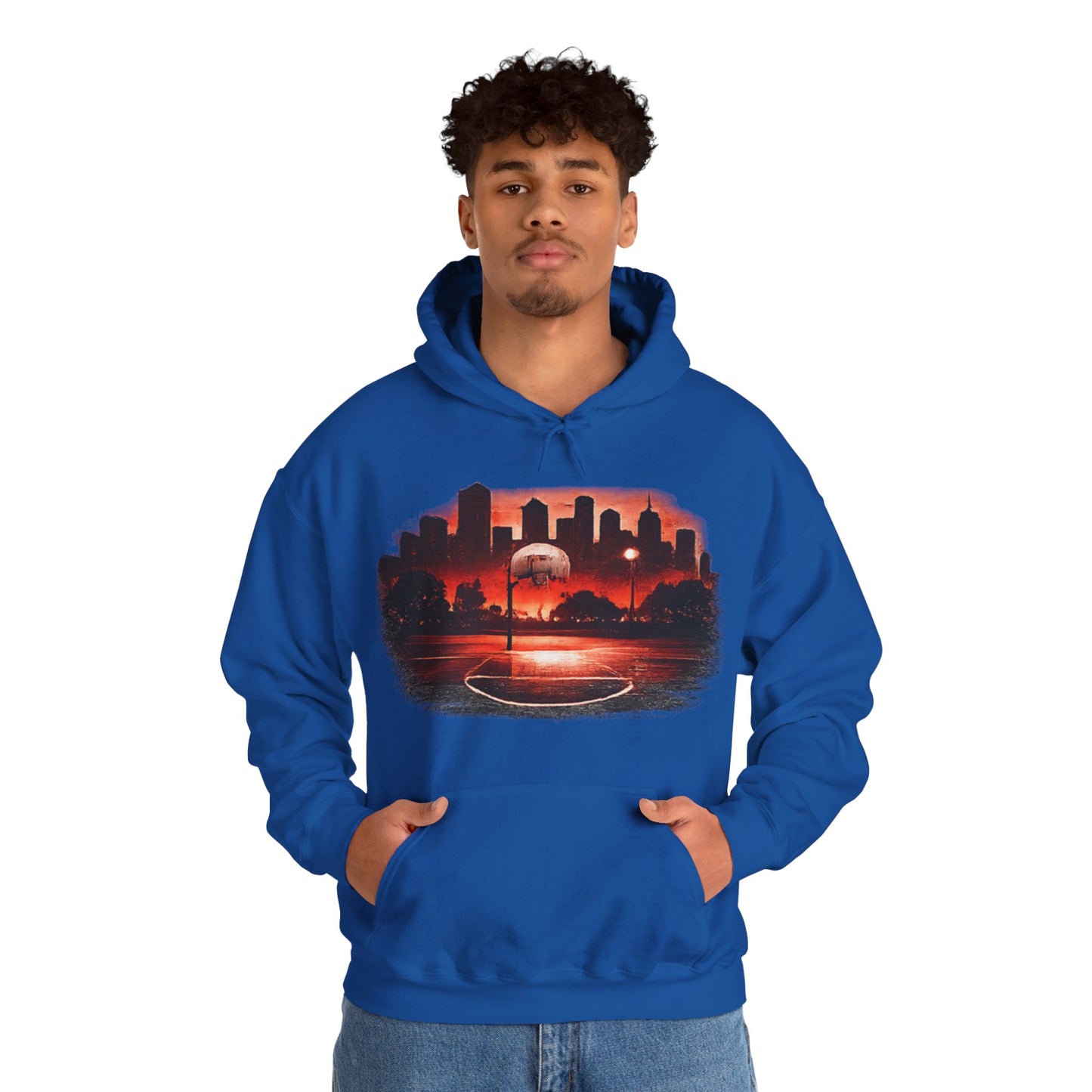 Street B-Ball Court Hoodie | Urban Basketball Graphic Unisex Pull-Over