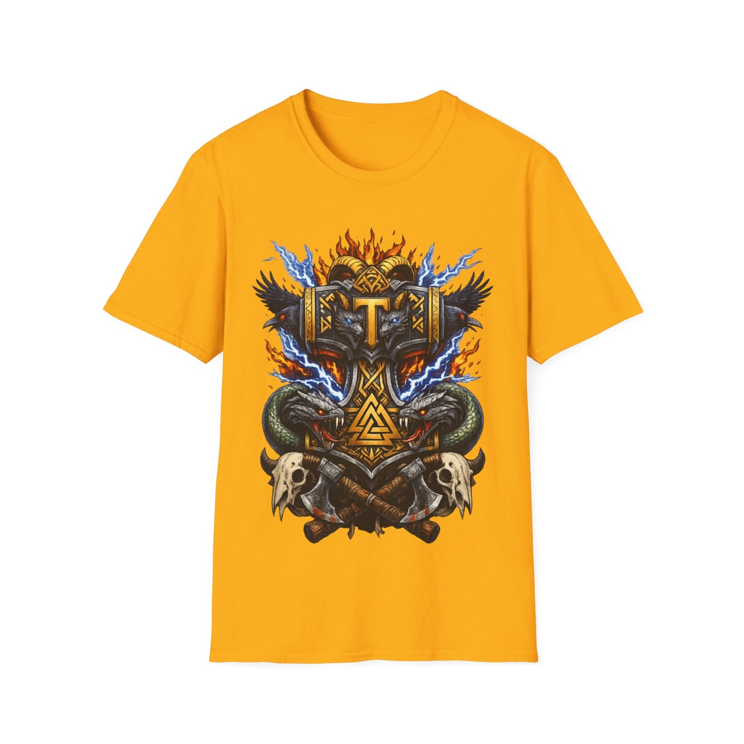 VIKING MJOLNIR SHIELD - ((BIG PRINT)) Unisex Soft Style T-shirt