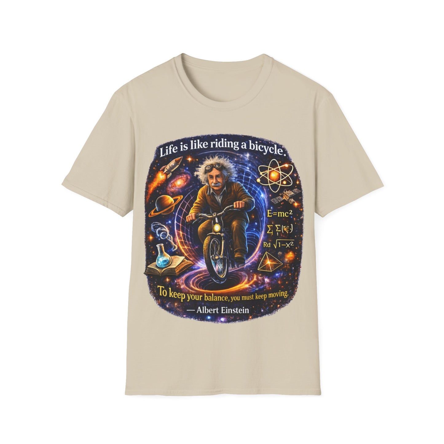 LIFE IS LIKING RIDING A BICYCLE - ((BIG PRINT)) - Unisex Soft Style T-Shirt