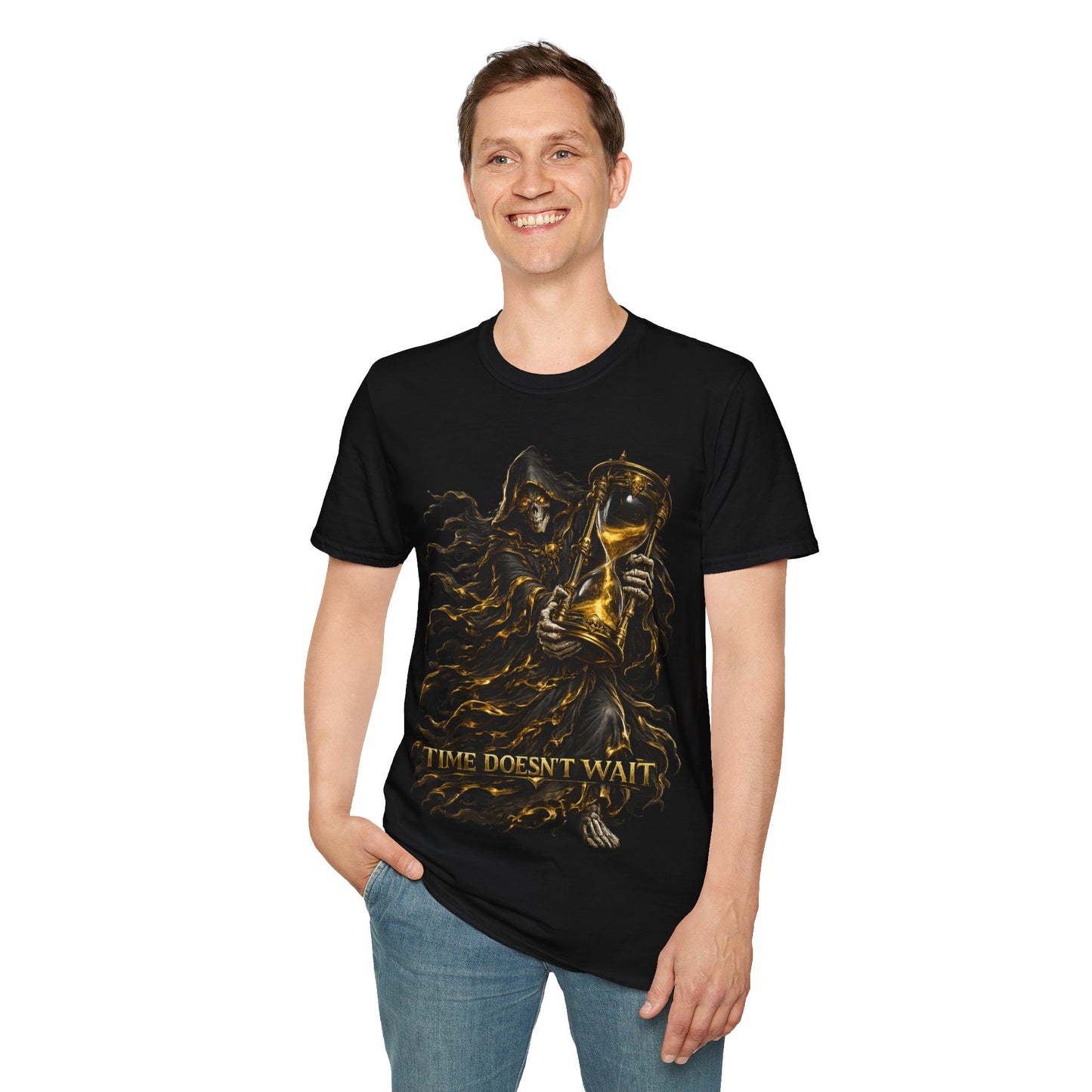 TIME DOESN'T WAIT - ((BIG PRINT)) - Unisex Soft Style T-Shirt