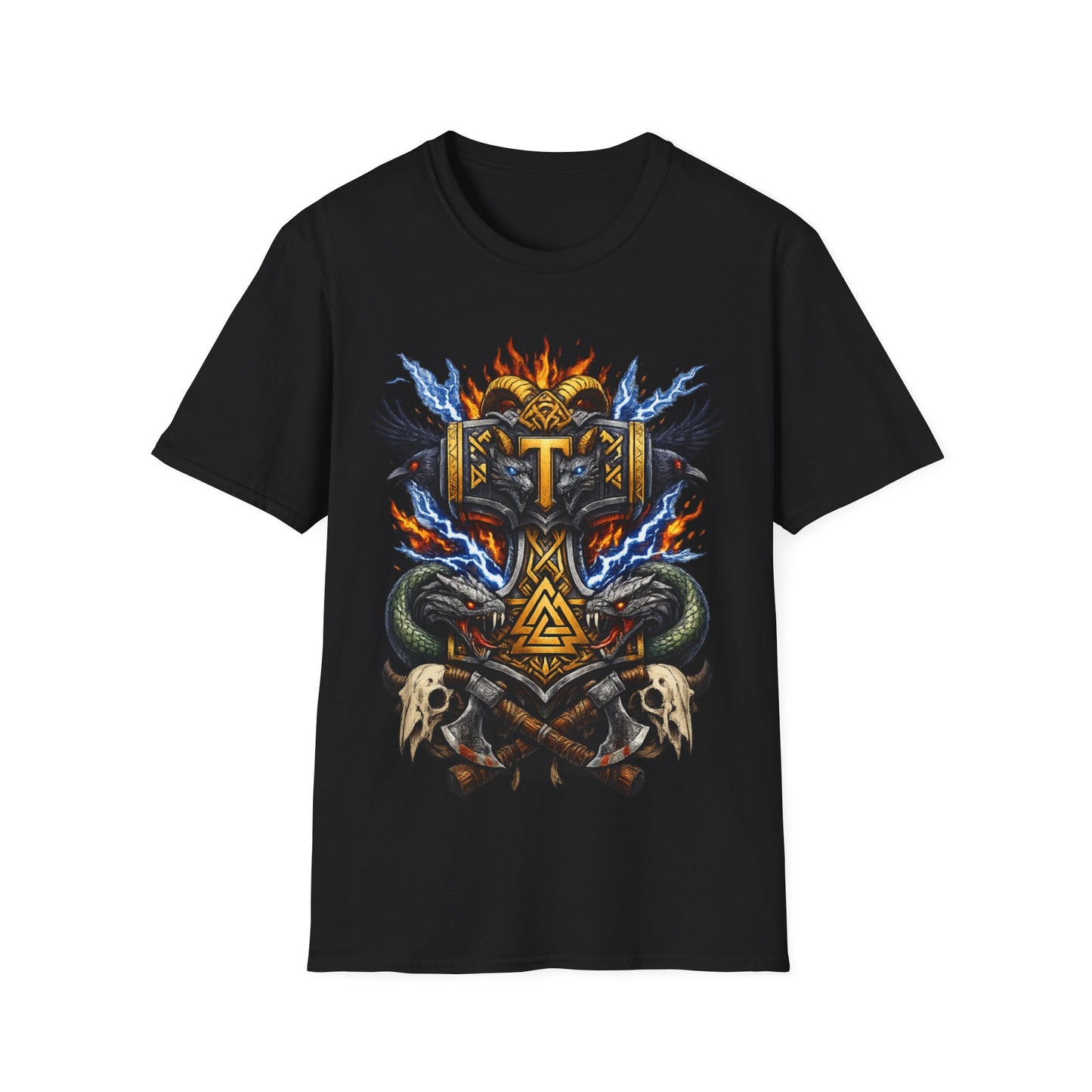 VIKING MJOLNIR SHIELD - ((BIG PRINT)) Unisex Soft Style T-shirt
