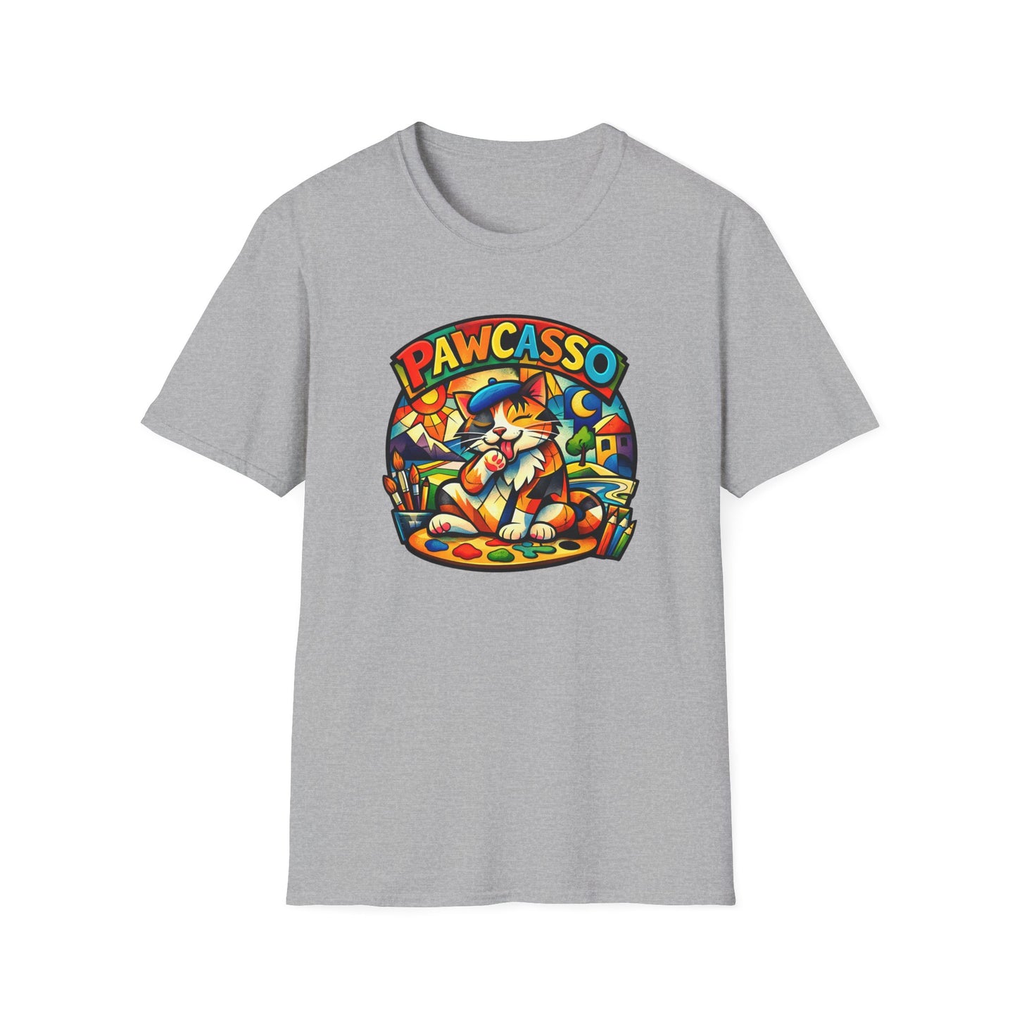 PAWCASSO-CAT ARTIST - Unisex Soft Style T-Shirt