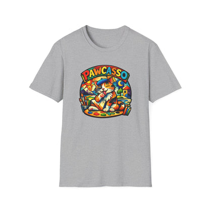 PAWCASSO-CAT ARTIST - Unisex Soft Style T-Shirt