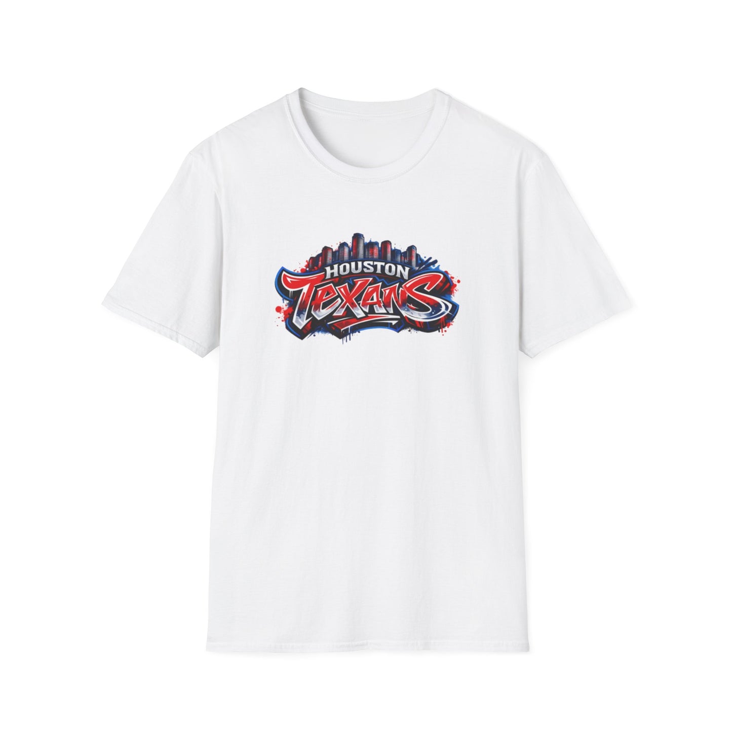 HOUSTON TEXANS W/SKYLINE GRAFFITI ART - Unisex Soft Style T-Shirt