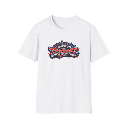 HOUSTON TEXANS W/SKYLINE GRAFFITI ART - Unisex Soft Style T-Shirt