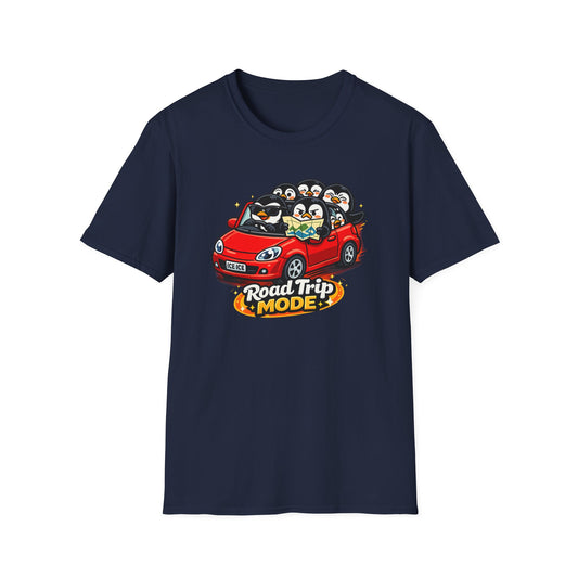ROAD TRIP MODE - PENGUINS IN A CAR - Unisex Soft Style T-Shirt