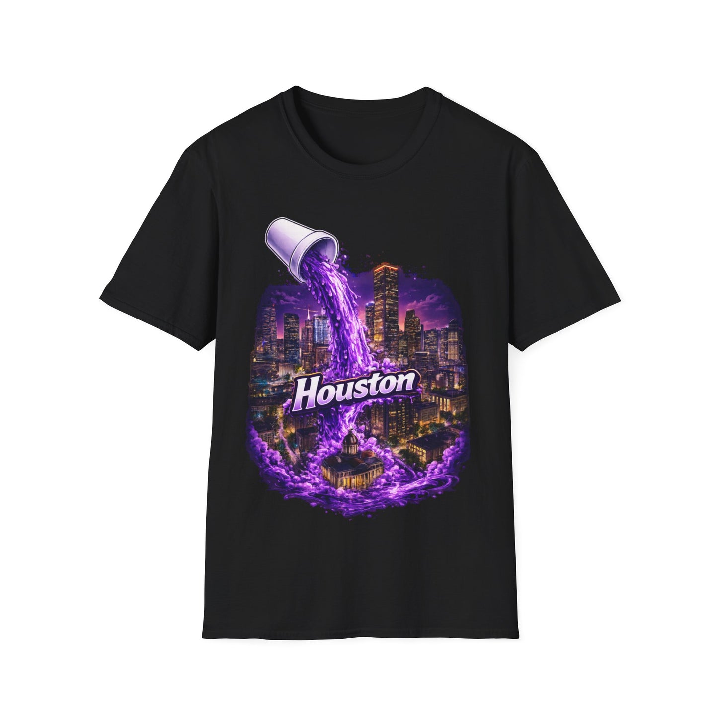 PURPLE HOUSTON ((BIG PRINT)) - Unisex Soft Style T-Shirt