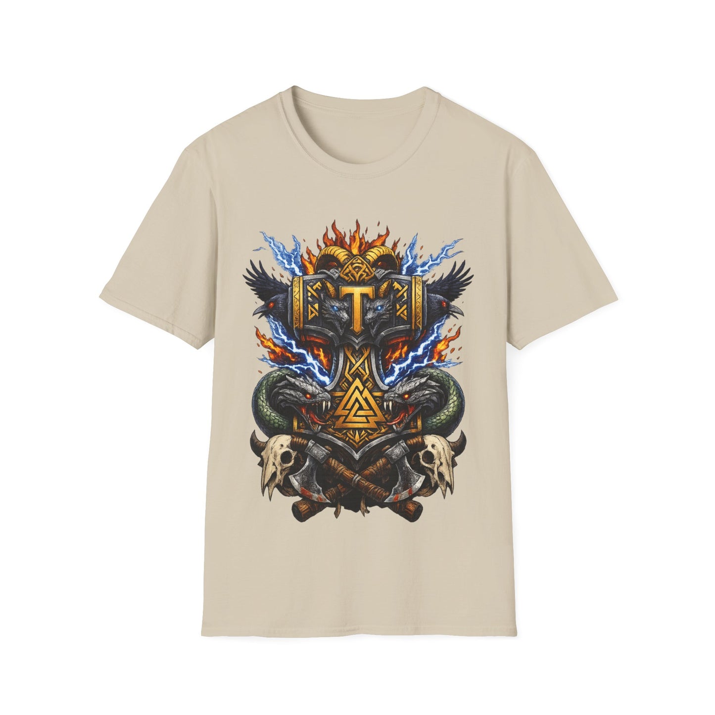 VIKING MJOLNIR SHIELD - ((BIG PRINT)) Unisex Soft Style T-shirt