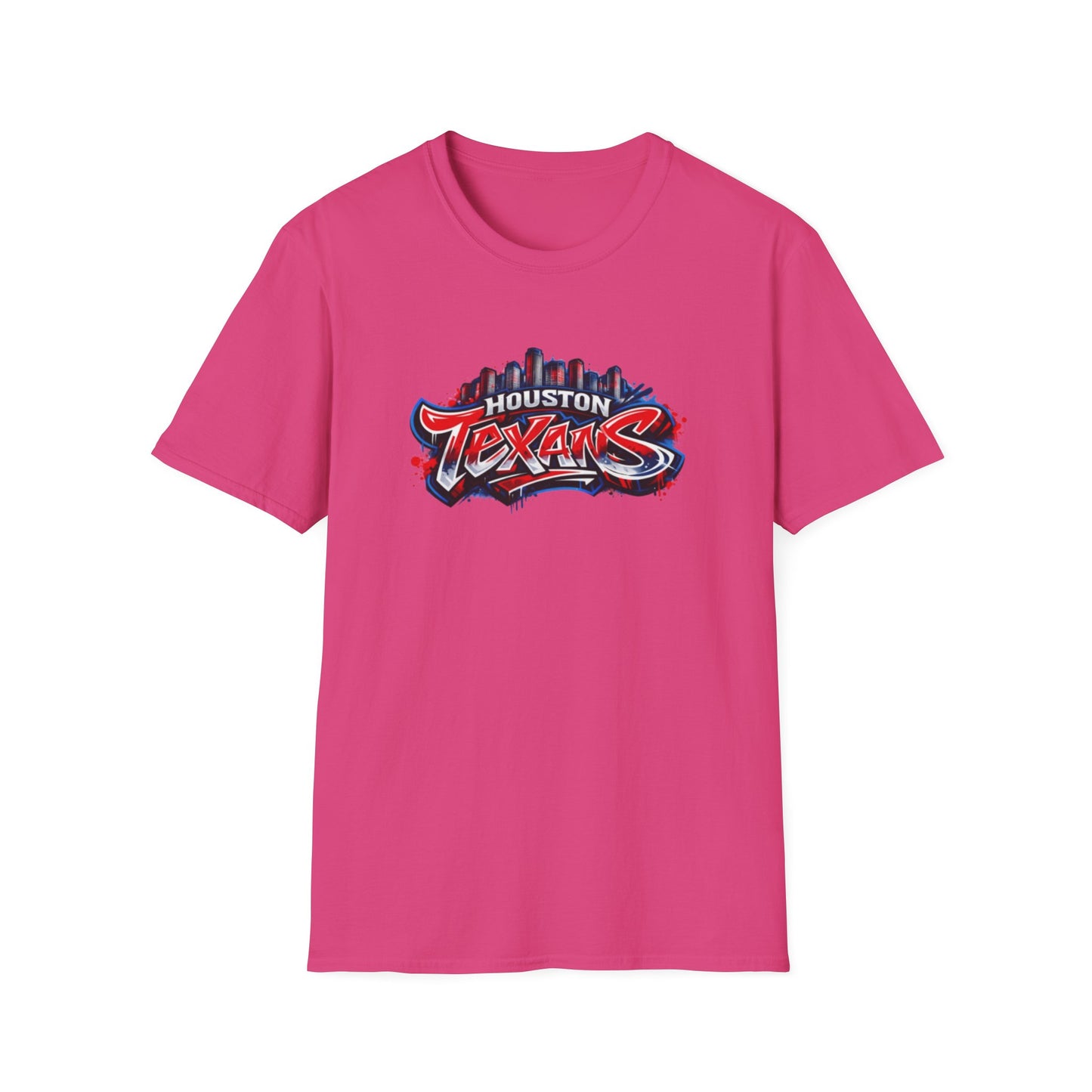 HOUSTON TEXANS W/SKYLINE GRAFFITI ART - Unisex Soft Style T-Shirt