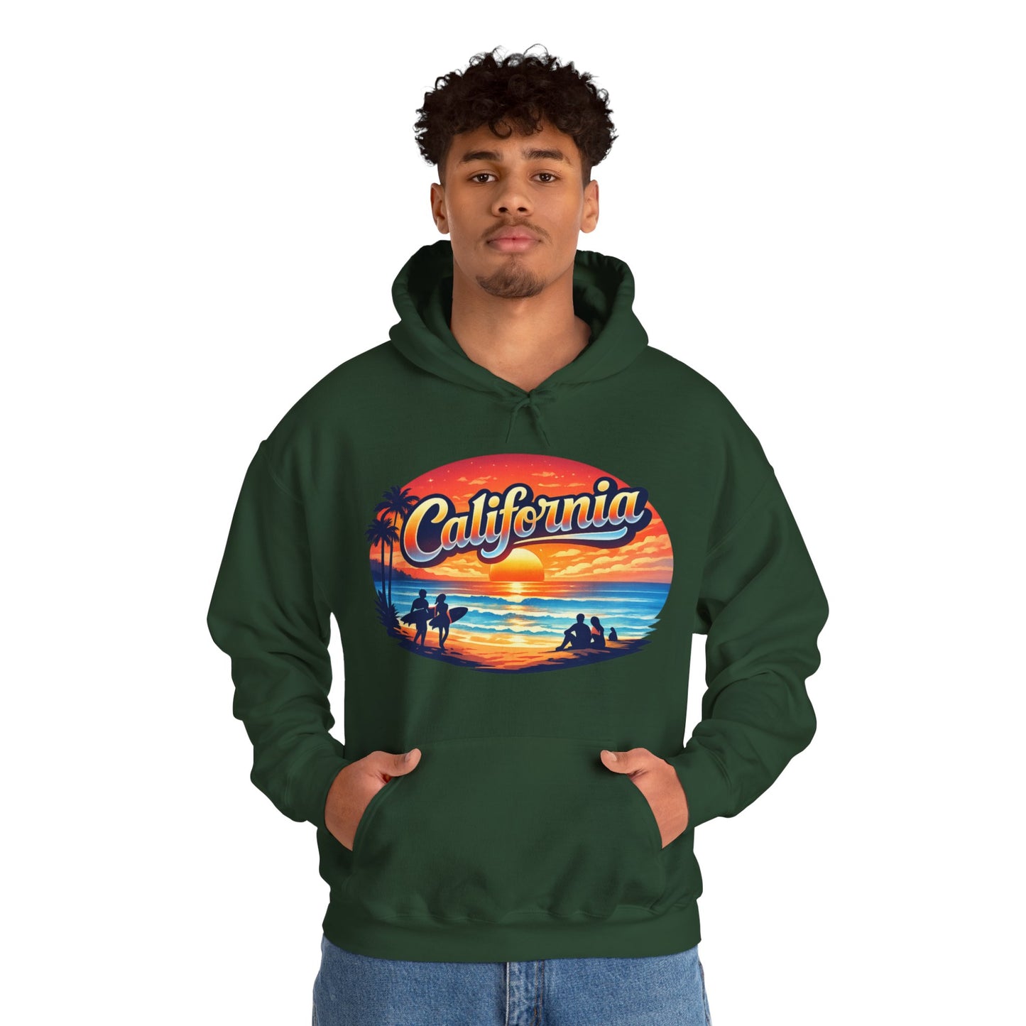 California Hoodie | Sunset Beach Coastal Graphic Unisex Pull-Over
