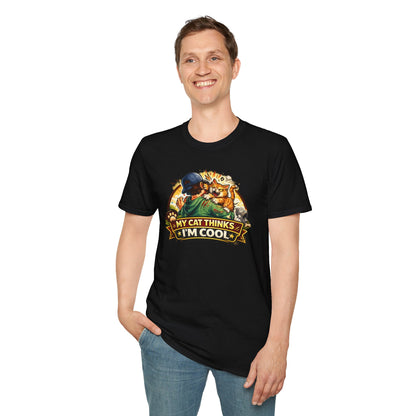 MY CAT THINKS I'M COOL - Unisex Softstyle T-Shirt