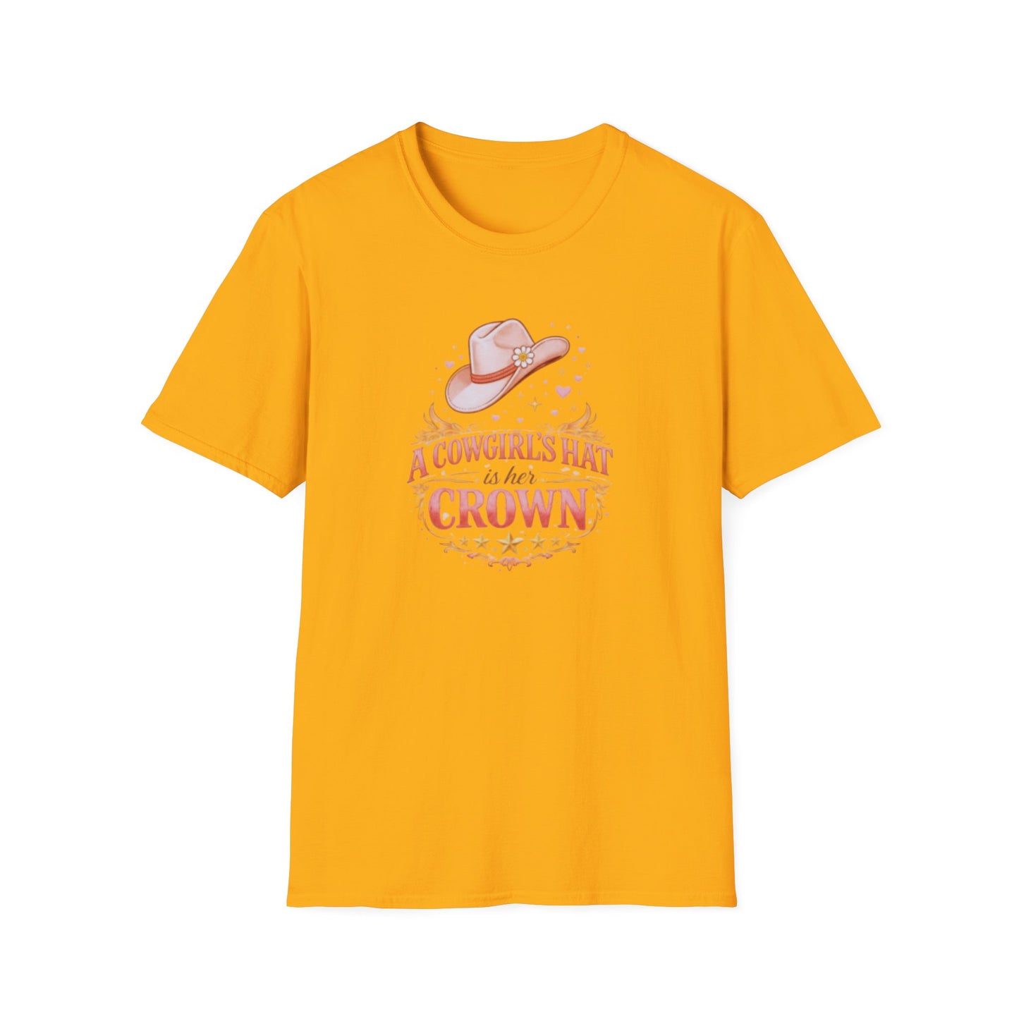 A COWGIRL'S HAT IS HER CROWN - Unisex Soft Style T-Shirt