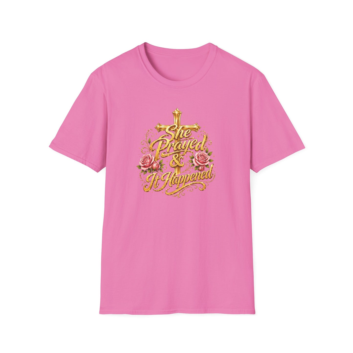 SHE PRAYED & IT HAPPENED - Unisex Soft Style T-Shirt