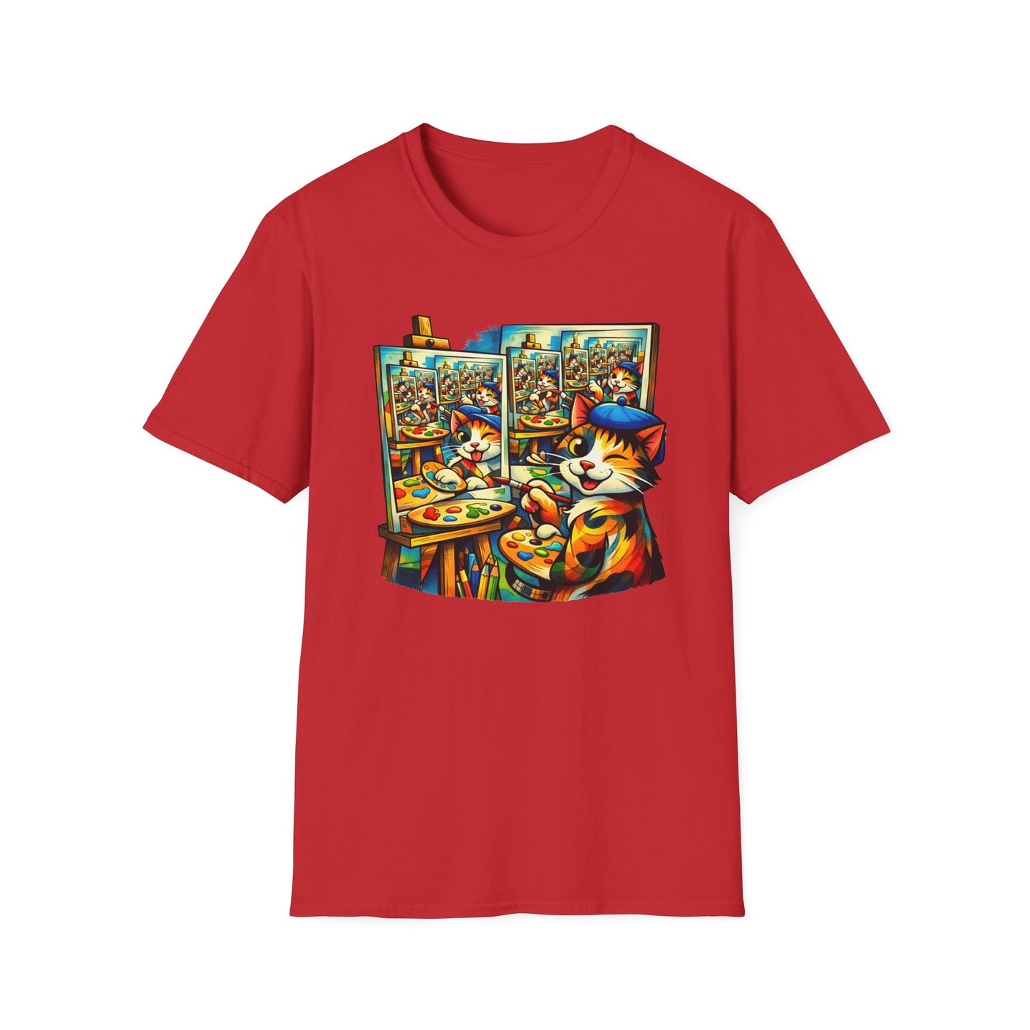 PAWCASSO - CAT ARTIST - Unisex Soft Style T-Shirt