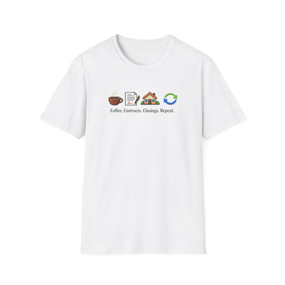 COFFEE-CONTRACTS-CLOSING-REPEAT - Unisex Softstyle T-Shirt