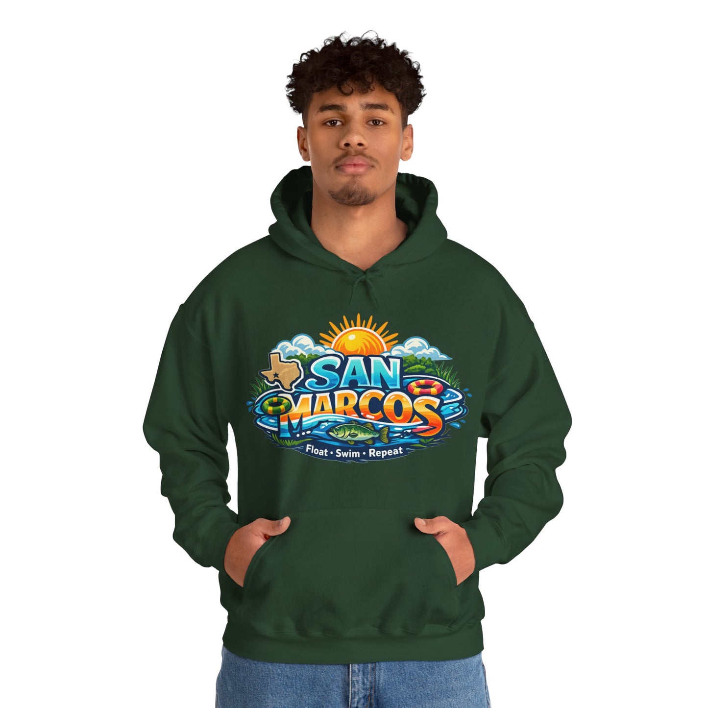 San Marcos Hoodie | Float Swim Repeat Texas River Life Unisex Pull-Over