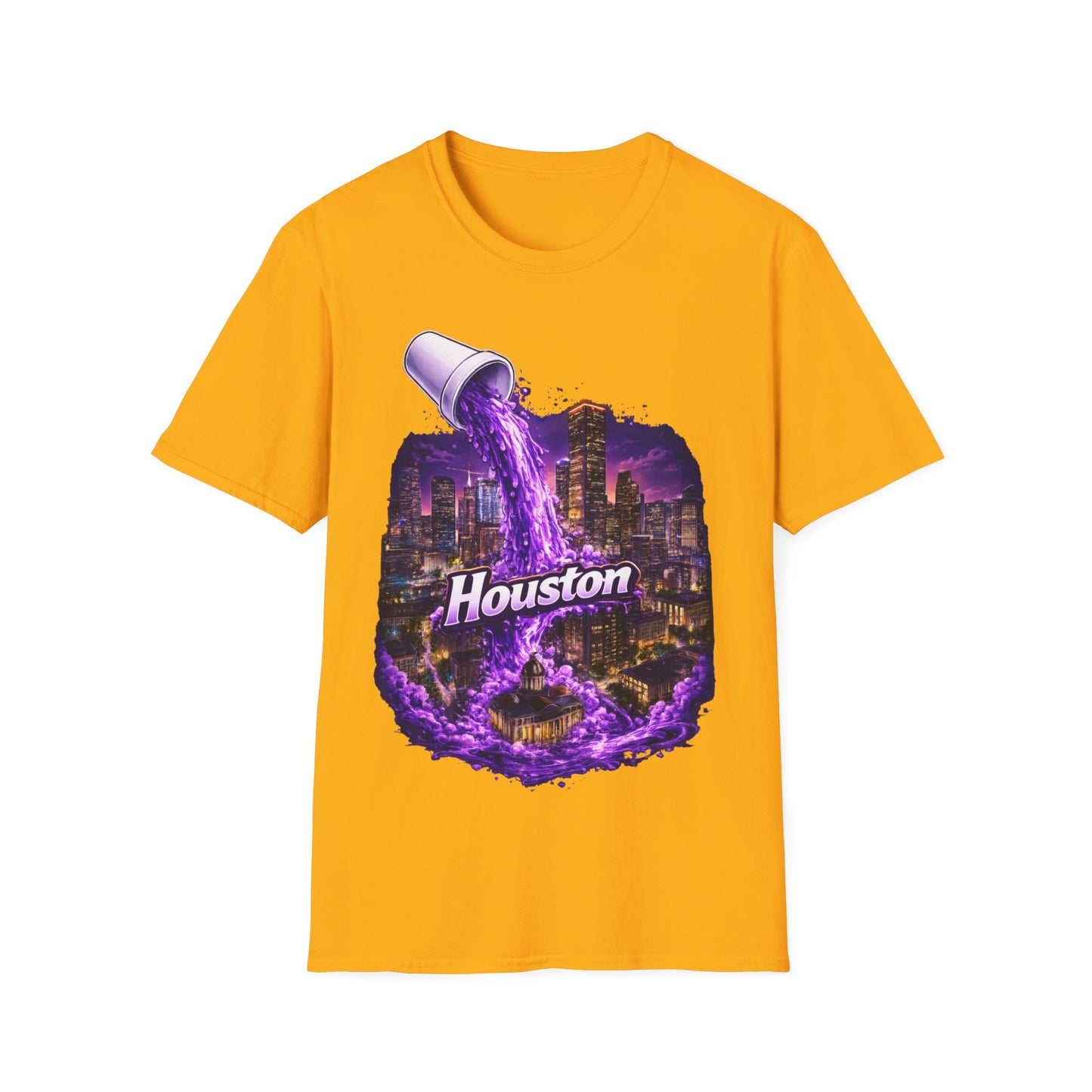 PURPLE HOUSTON ((BIG PRINT)) - Unisex Soft Style T-Shirt