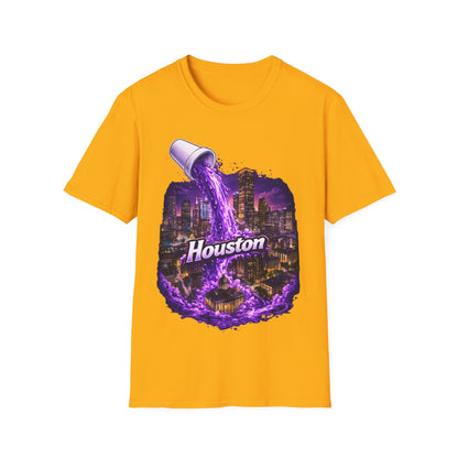 PURPLE HOUSTON ((BIG PRINT)) - Unisex Soft Style T-Shirt