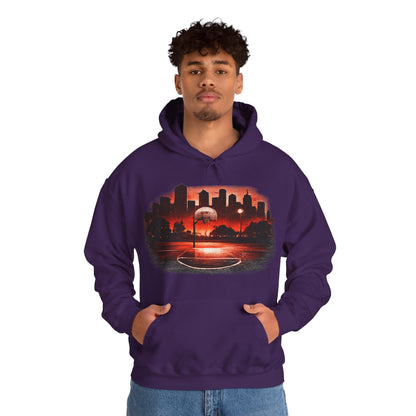 Street B-Ball Court Hoodie | Urban Basketball Graphic Unisex Pull-Over