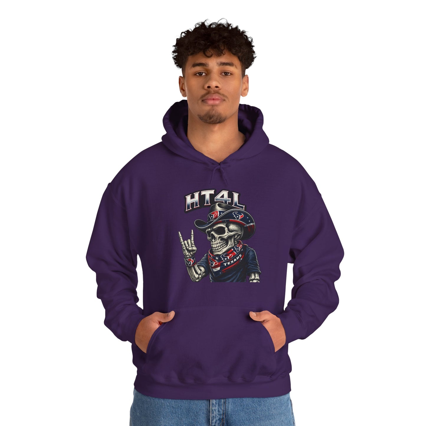 HT4L Skeleton Throwing the H | Houston Texans Unisex Pull-Over Hoodie