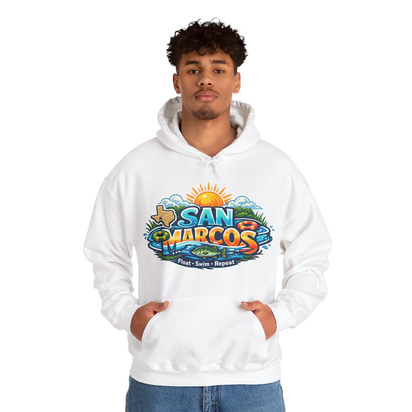 San Marcos Hoodie | Float Swim Repeat Texas River Life Unisex Pull-Over