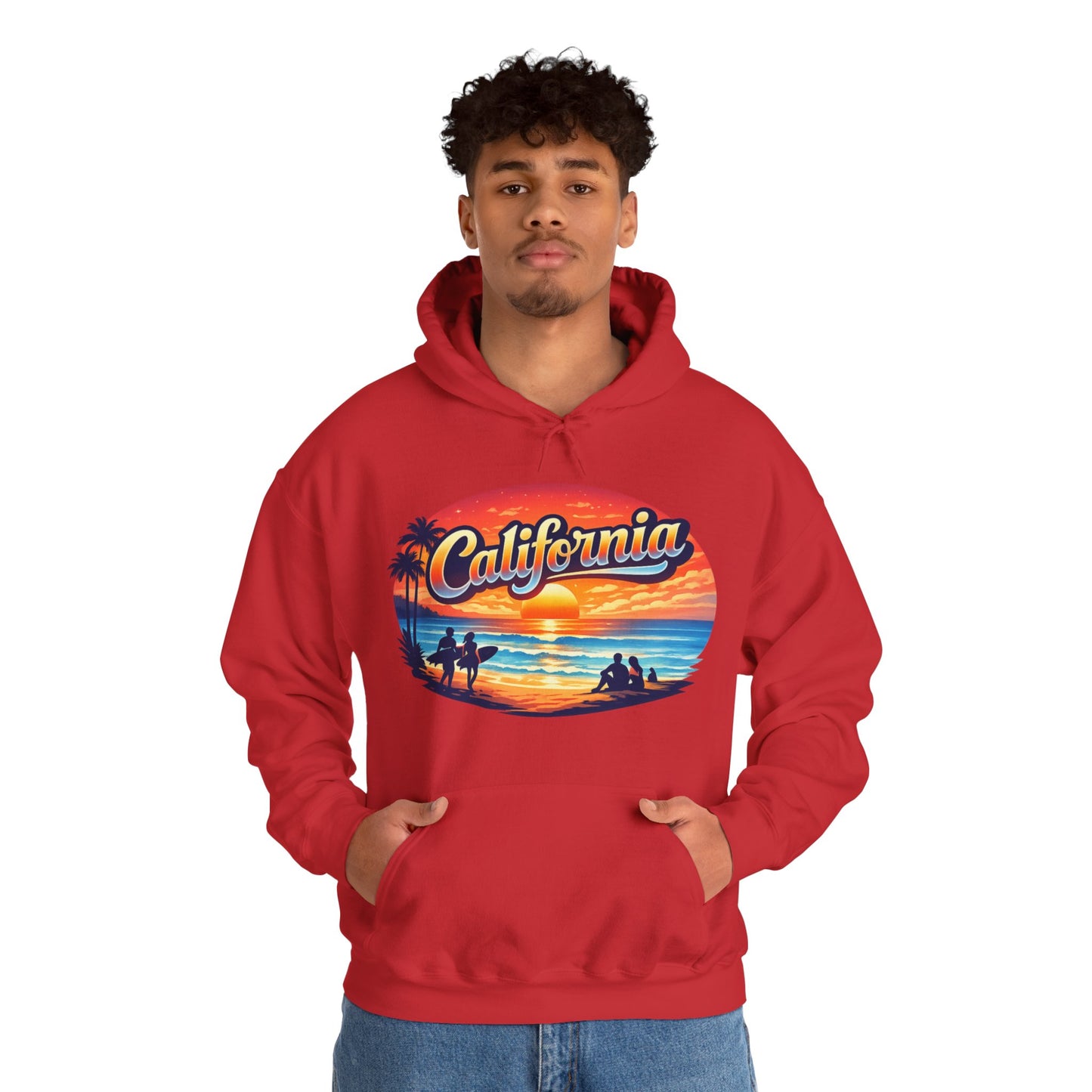California Hoodie | Sunset Beach Coastal Graphic Unisex Pull-Over