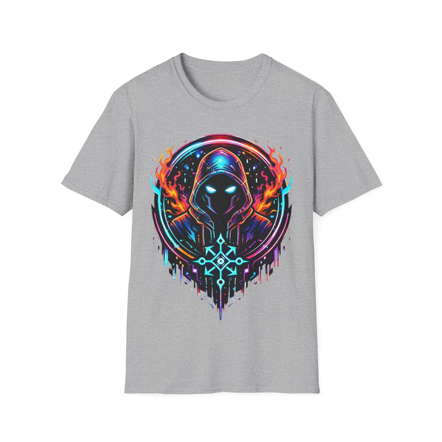 GLOWING HOODED WARRIOR ((BIG PRINT)) - Unisex Soft Style T-Shirt