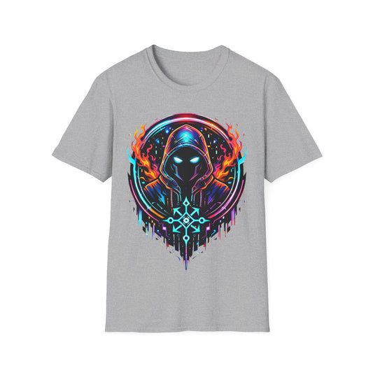 GLOWING HOODED WARRIOR ((BIG PRINT)) - Unisex Soft Style T-Shirt