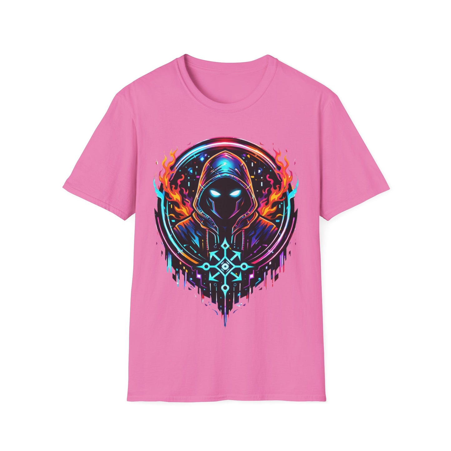 GLOWING HOODED WARRIOR ((BIG PRINT)) - Unisex Soft Style T-Shirt
