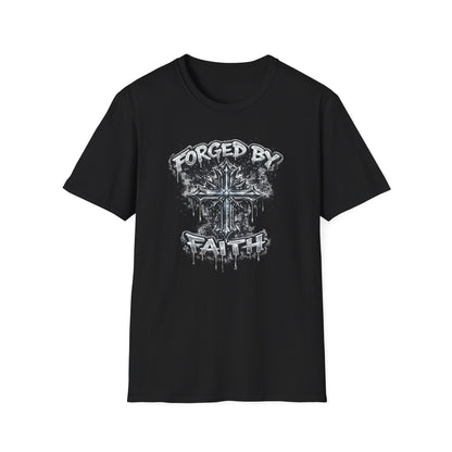 FORGED BY FAITH -CHROME CROSS - Unisex Soft Style T-Shirt