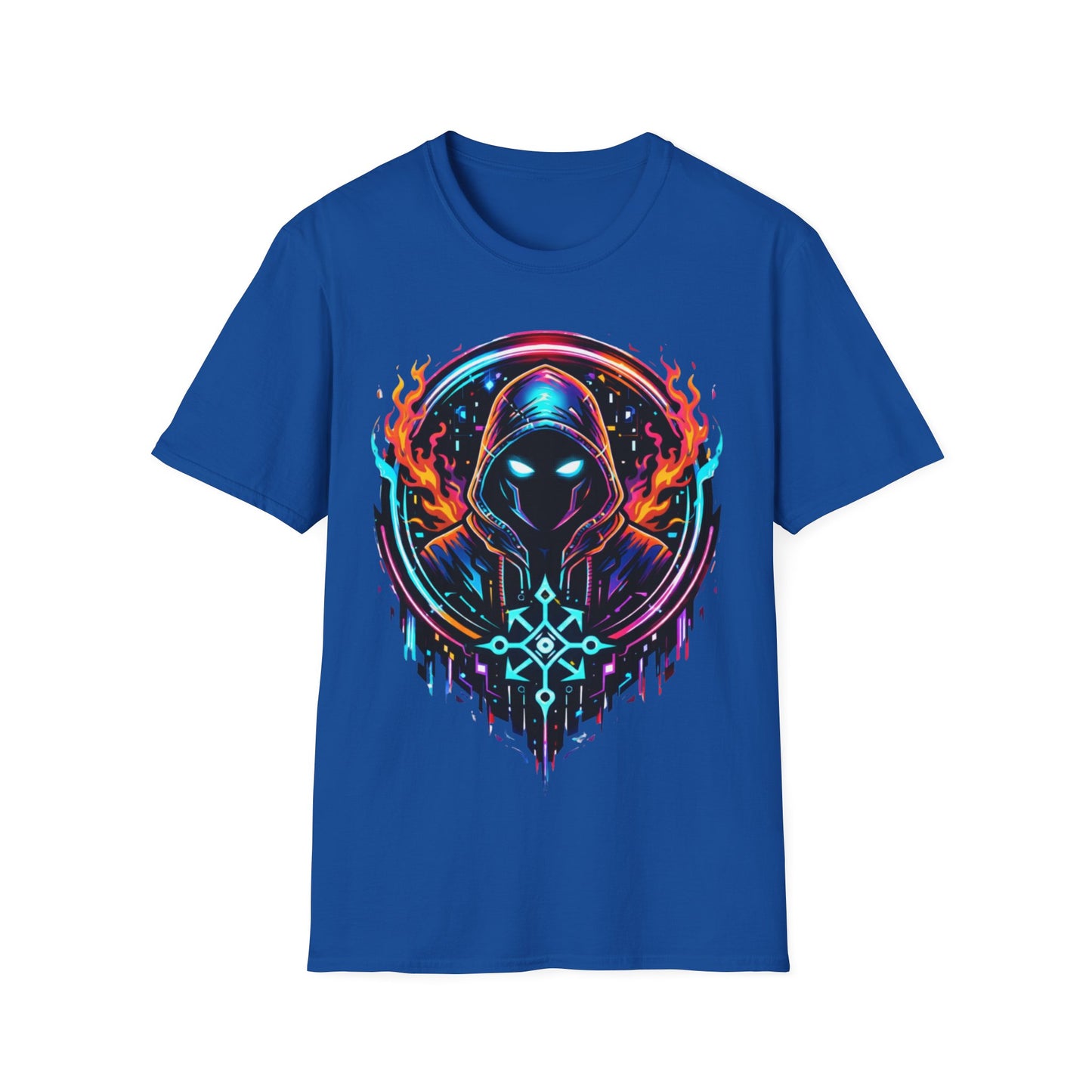 GLOWING HOODED WARRIOR ((BIG PRINT)) - Unisex Soft Style T-Shirt