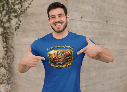 Beer Barbecue and Football-Make me a Happy Guy - Unisex Soft Style T-Shirt