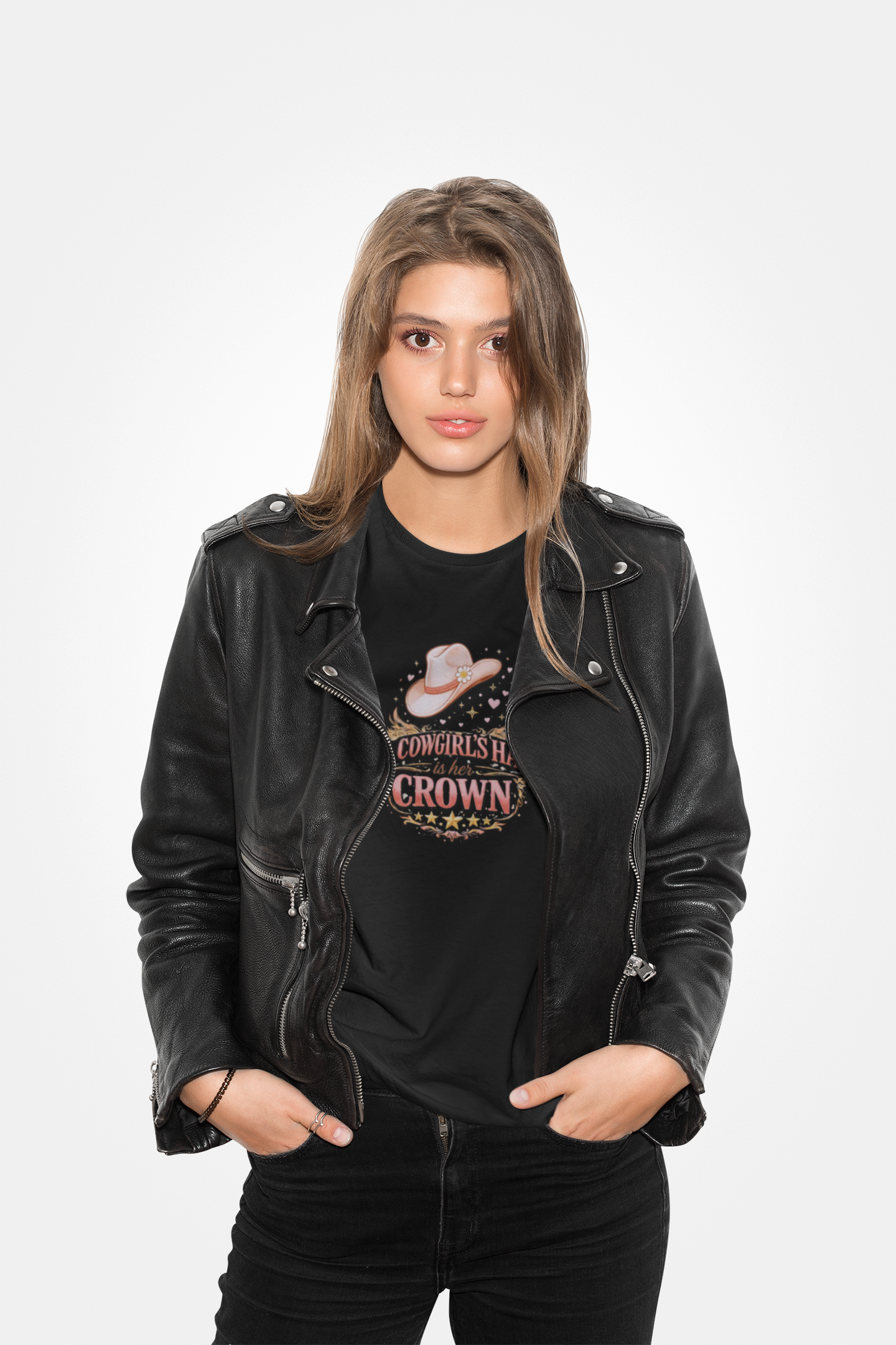A COWGIRL'S HAT IS HER CROWN - Unisex Soft Style T-Shirt