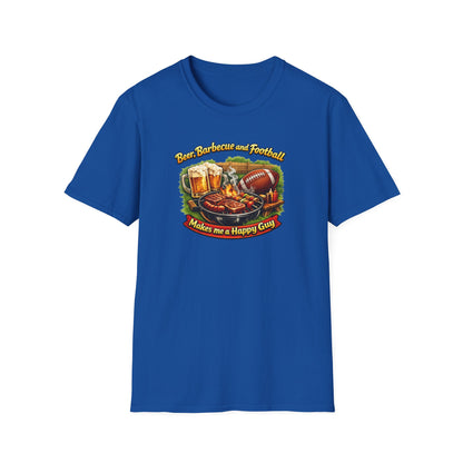 Beer Barbecue and Football-Make me a Happy Guy - Unisex Soft Style T-Shirt