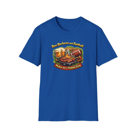 Beer Barbecue and Football-Make me a Happy Guy - Unisex Soft Style T-Shirt