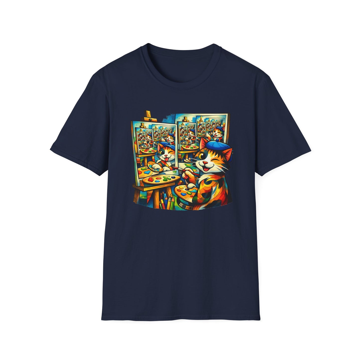 PAWCASSO - CAT ARTIST - Unisex Soft Style T-Shirt