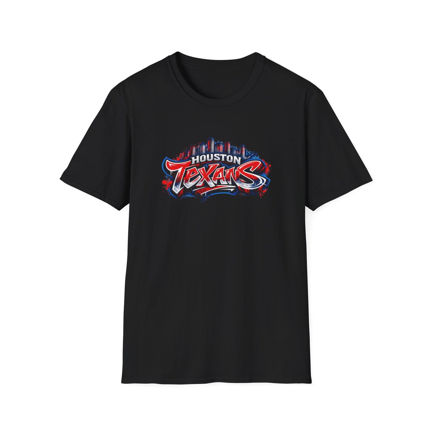 HOUSTON TEXANS W/SKYLINE GRAFFITI ART - Unisex Soft Style T-Shirt