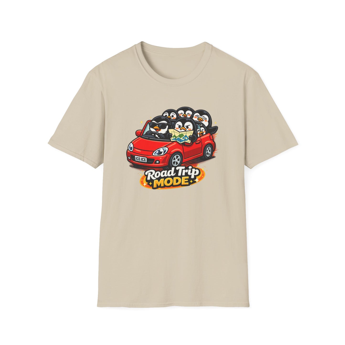 ROAD TRIP MODE - PENGUINS IN A CAR - Unisex Soft Style T-Shirt