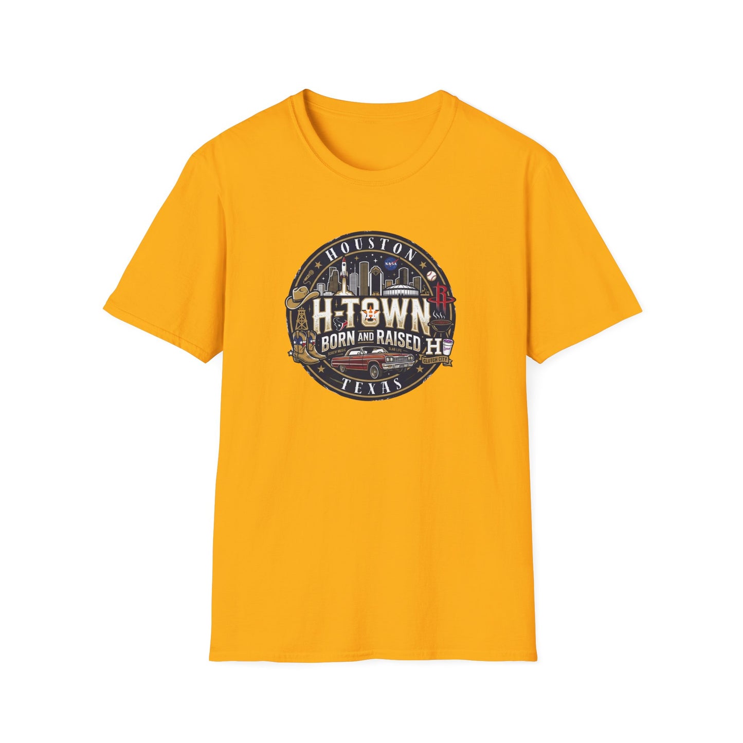 HOUSTON TEXAS-BORN AND RAISED - Unisex Soft Style T-Shirt