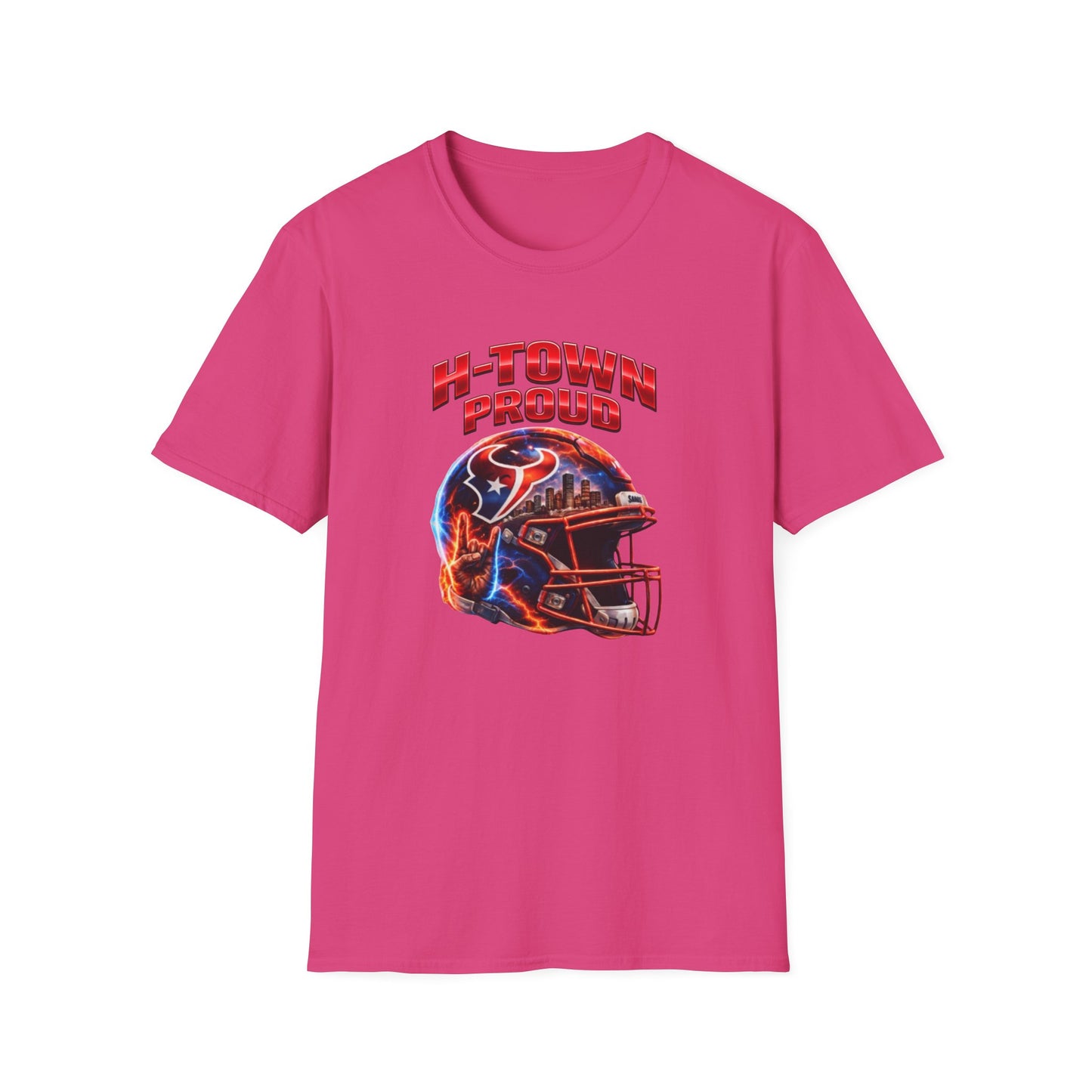 TEXANS INSPIRED HELMET - H-TOWN PROUD - Unisex Soft Style T-Shirt
