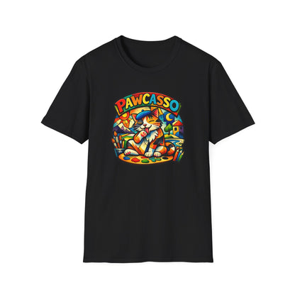 PAWCASSO-CAT ARTIST - Unisex Soft Style T-Shirt