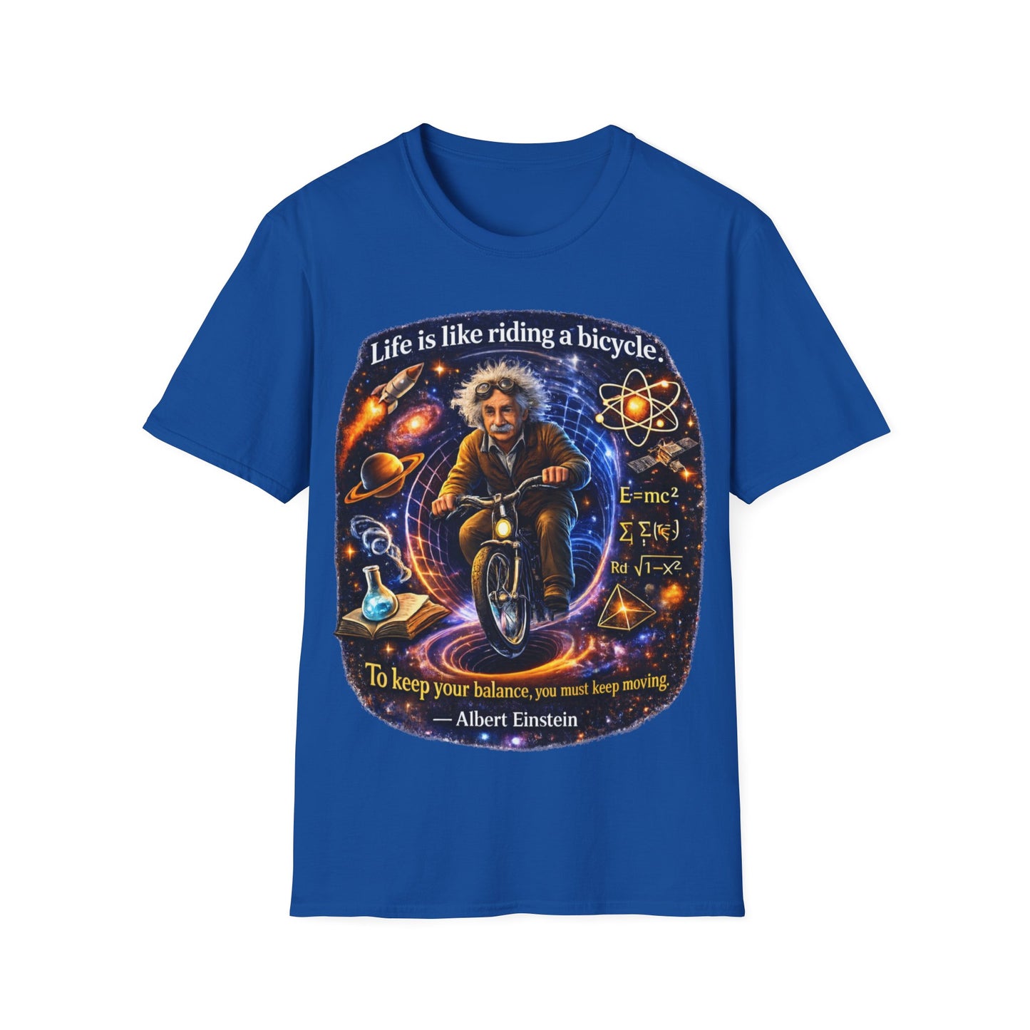LIFE IS LIKING RIDING A BICYCLE - ((BIG PRINT)) - Unisex Soft Style T-Shirt