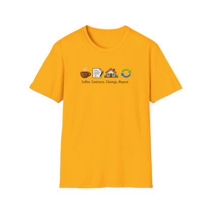 COFFEE-CONTRACTS-CLOSING-REPEAT - Unisex Softstyle T-Shirt