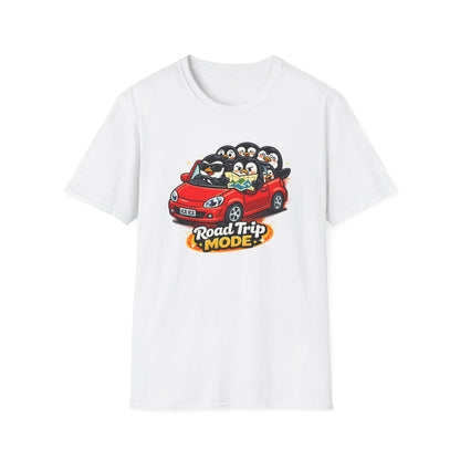 ROAD TRIP MODE - PENGUINS IN A CAR - Unisex Soft Style T-Shirt