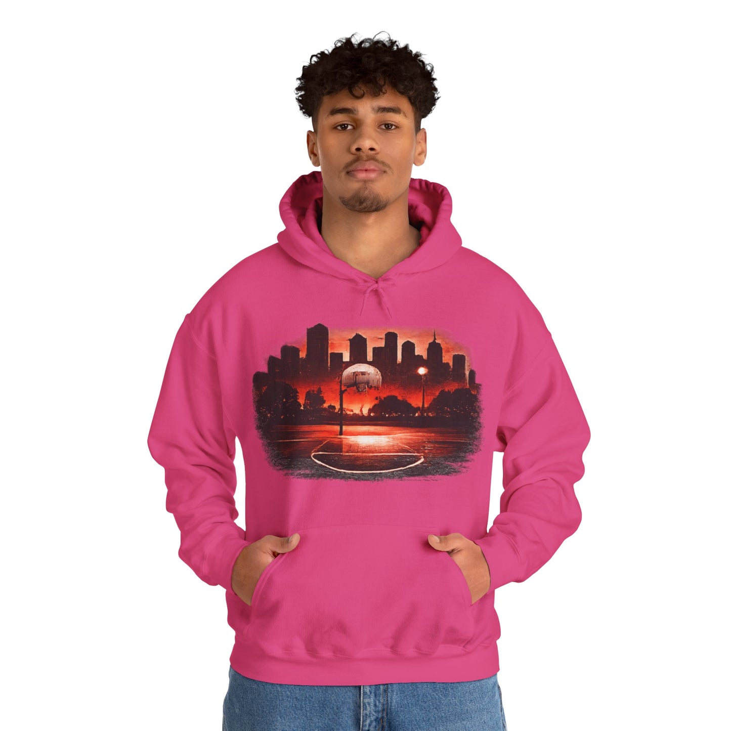 Street B-Ball Court Hoodie | Urban Basketball Graphic Unisex Pull-Over